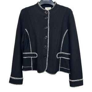 Vintage Talbots Jacket Women’s Large Black 100% Merino Wool Coat Military Retro